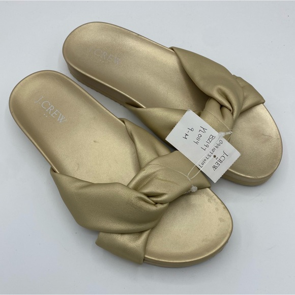 J crew factory cross strap pool slides light gold size 9 - Picture 1 of 5